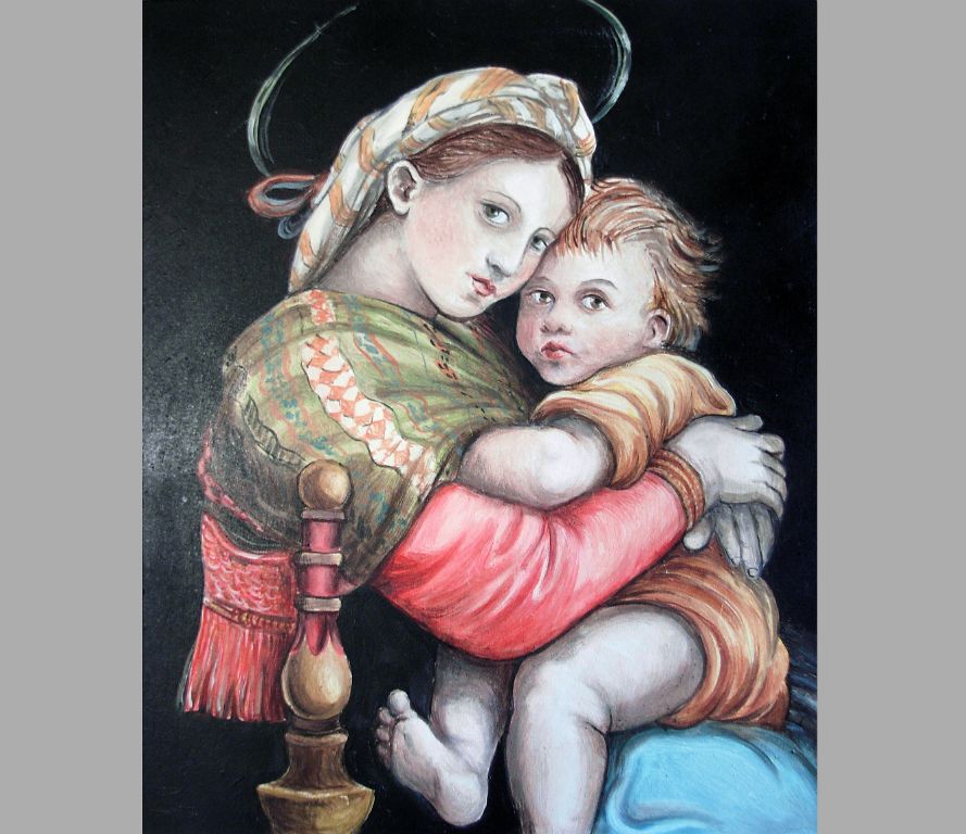  da Madonna della soggiola Raffaello - olio su tela 60x40 cm